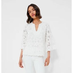 Tuckernuck White Floral Lace V-Neck Blouse